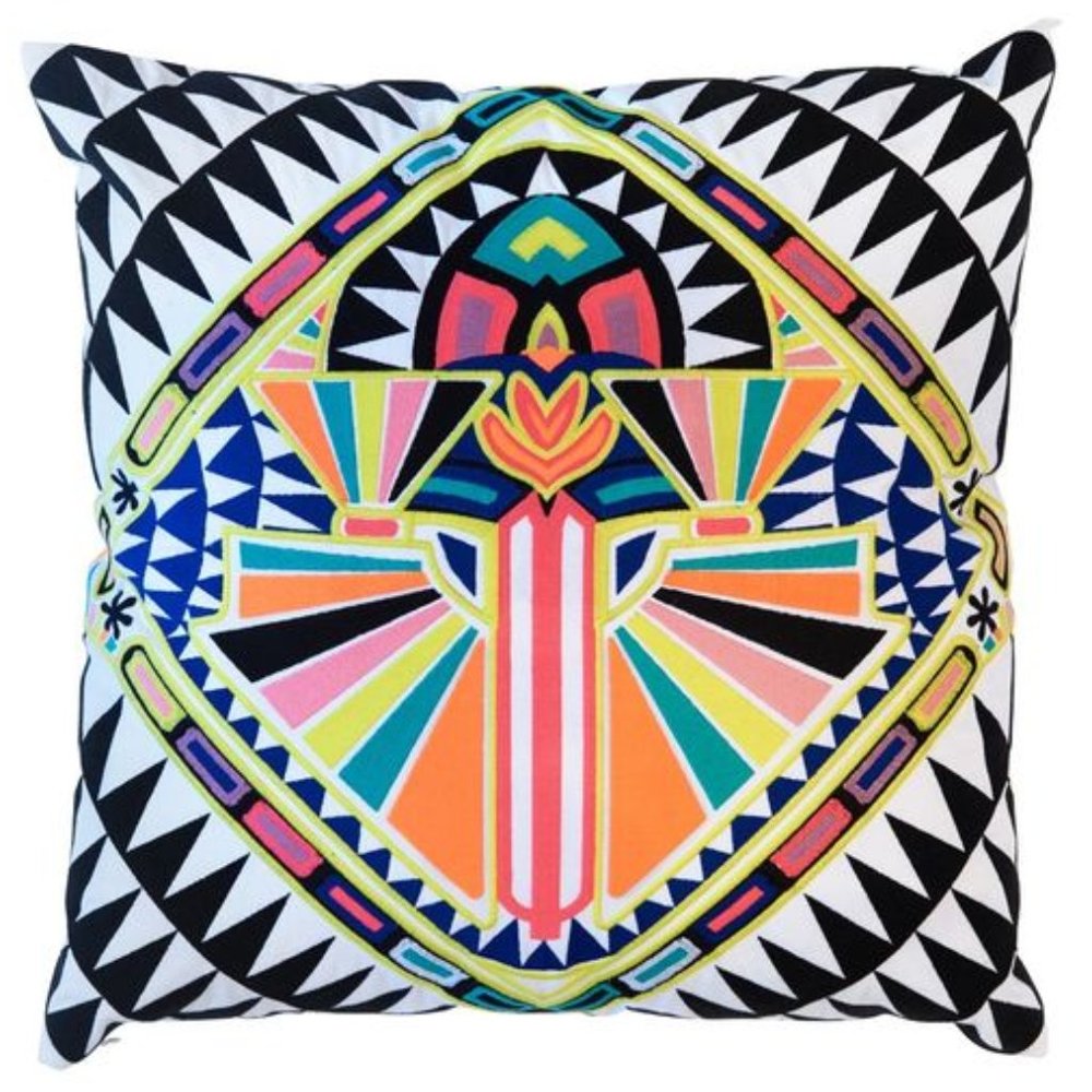 Mara Hoffman Colorful Embroidered Square Pillow with Insert